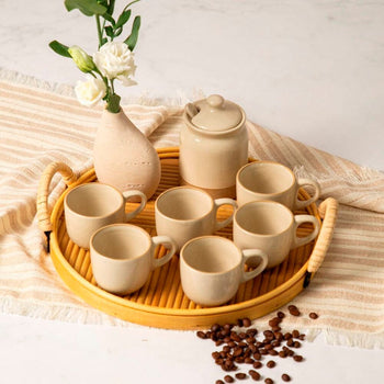 Bandeja de Rattan Redonda com Alça 35cm Coleção Decoração> Bandejas- Bandeja de Rattan Redonda com Alça 35cm Design & Casa 