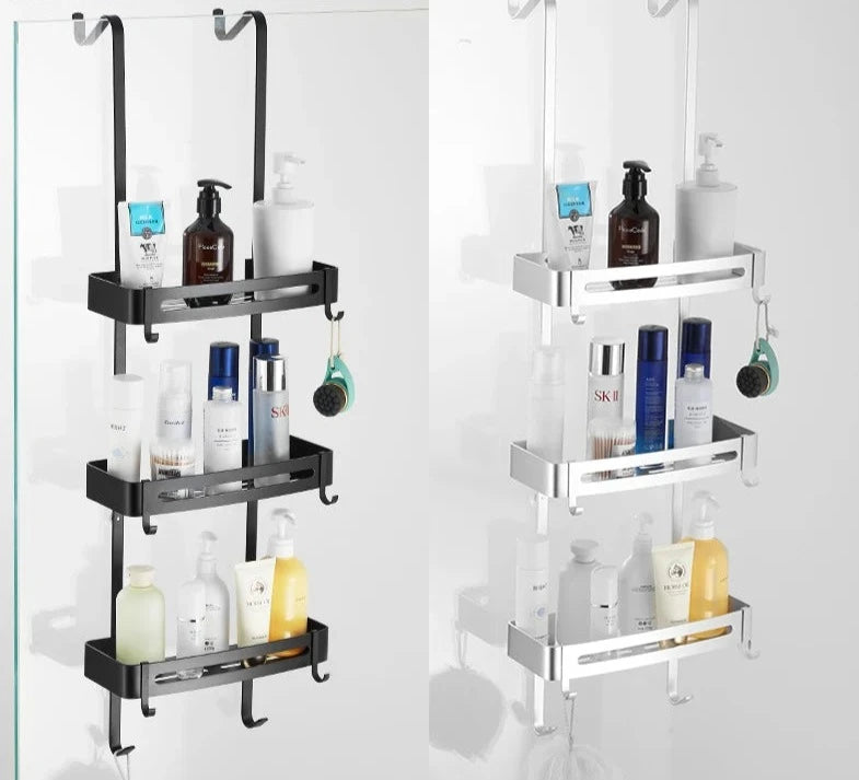 Black Hanging Bath Shelves Bathroom Shelf Organizer Nail-free Shampoo Holder Storage Shelf Rack Bathroom Basket Holder EL5018 Design & Casa 