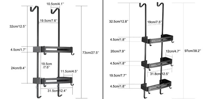 Black Hanging Bath Shelves Bathroom Shelf Organizer Nail-free Shampoo Holder Storage Shelf Rack Bathroom Basket Holder EL5018 Design & Casa 