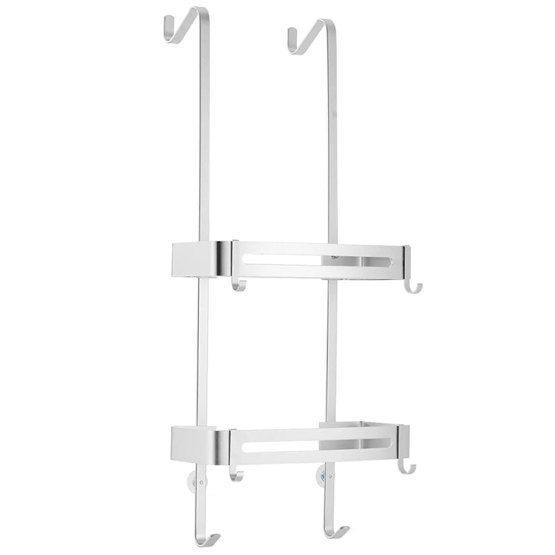 Black Hanging Bath Shelves Bathroom Shelf Organizer Nail-free Shampoo Holder Storage Shelf Rack Bathroom Basket Holder EL5018 Design & Casa Silver Double layer 