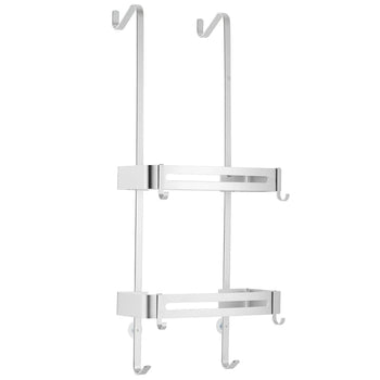 Black Hanging Bath Shelves Bathroom Shelf Organizer Nail-free Shampoo Holder Storage Shelf Rack Bathroom Basket Holder EL5018 Design & Casa Silver Double layer 