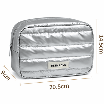 [BRINDE] Necessaire Organizadora de Maquiagem Impermeável para Viagem - Prateada Metálica Gift Design & Casa 