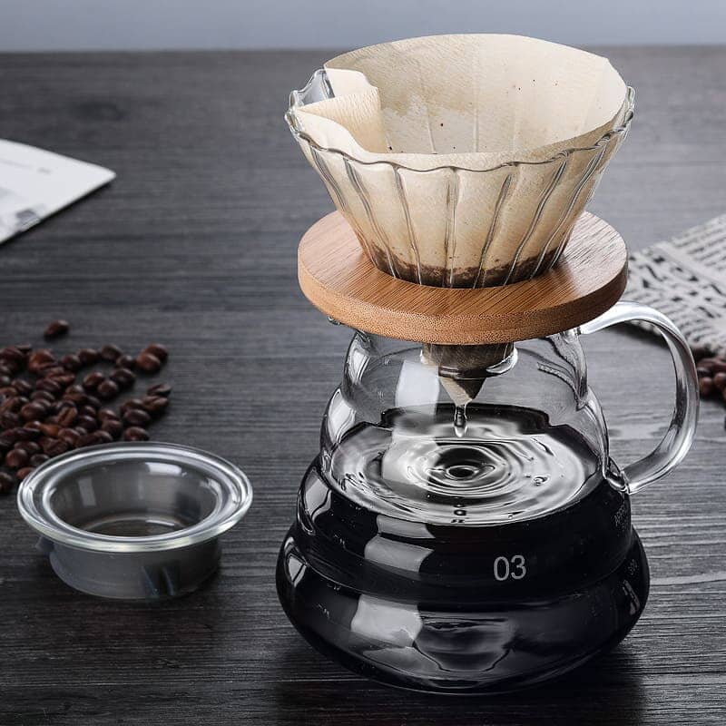 Bule de Café de Vidro Borossilicato com Coador de Café tipo Hario V60 Bule de Café de Vidro Borossilicato com Coador de Café tipo Hario V60 POLIHOUSI 