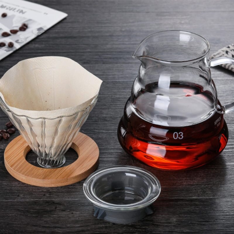 Bule de Café de Vidro Borossilicato com Coador de Café tipo Hario V60 Bule de Café de Vidro Borossilicato com Coador de Café tipo Hario V60 POLIHOUSI 