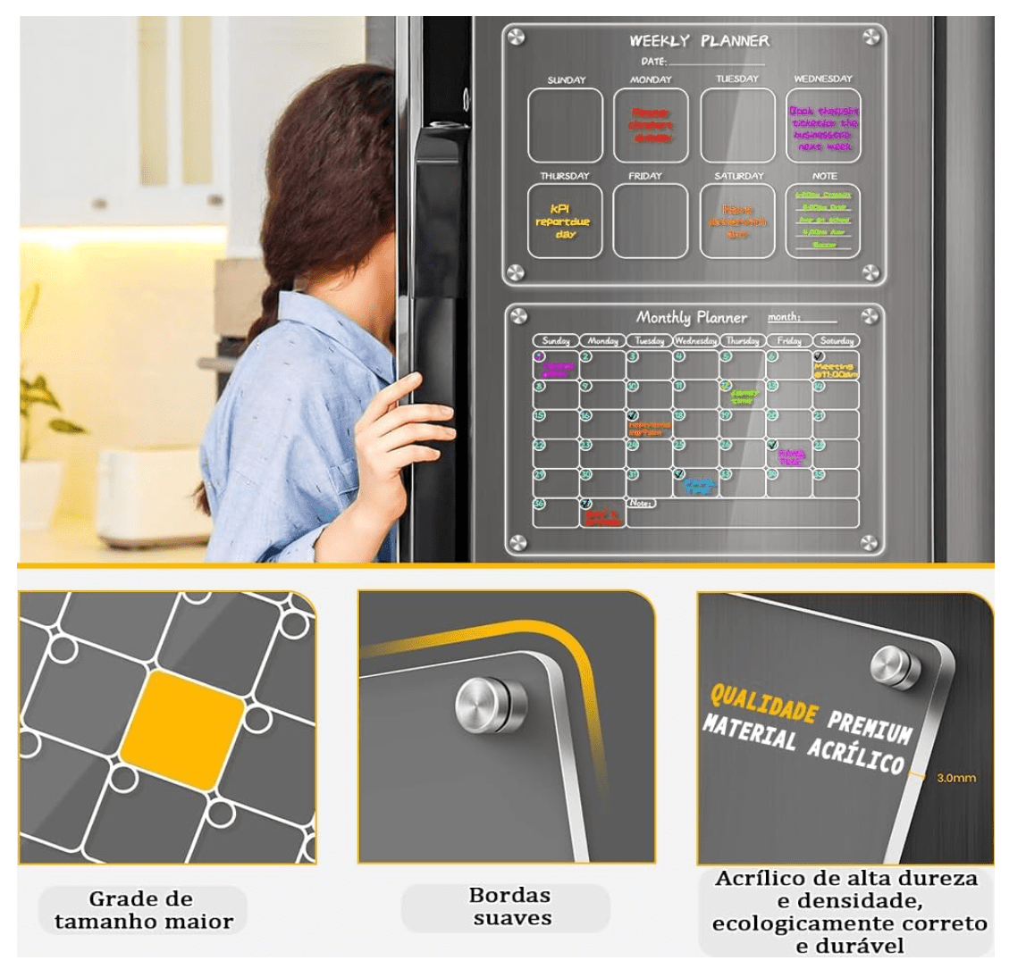 Calendário Magnético Planner em Acrílico + 6 Canetas Brinde Calendário Magnético Planner em Acrílico + 6 Canetas Brinde Design & Casa 