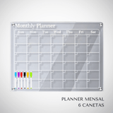 Calendário Magnético Planner em Acrílico + 6 Canetas Brinde Calendário Magnético Planner em Acrílico + 6 Canetas Brinde Design & Casa Mensal 