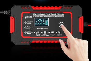 Car Battery Charger 12V 6A Pulse Repair LCD Display Smart Fast Charge AGM Deep Cycle GEL Lead-Acid Charger For Auto Motorcycle Design & Casa 