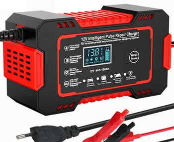 Car Battery Charger 12V 6A Pulse Repair LCD Display Smart Fast Charge AGM Deep Cycle GEL Lead-Acid Charger For Auto Motorcycle Design & Casa 