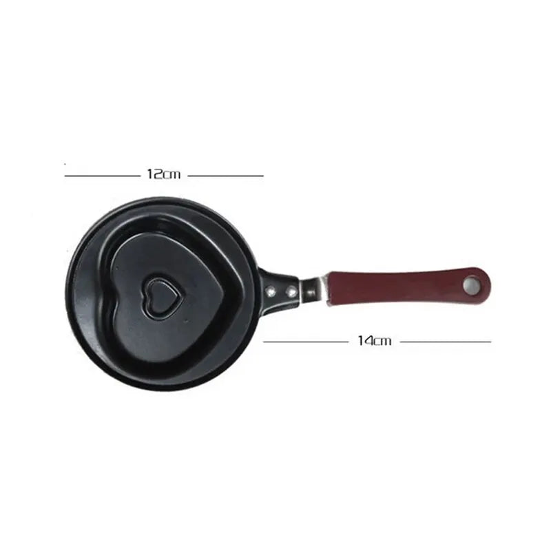 Cartoon Lovely Heart Shaped Pan Fried Egg Frying Pans Mini Cook Non Stick Breakfast Skillet Love Omelette Pan Home Kitchen Tools Design & Casa black 