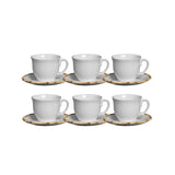 Conjunto 6pcs Xícara de Café C/Pires Cerâmica Bambu Coleção Mesa Posta- Conjunto 6pcs Xícara de Café C/Pires Cerâmica Bambu Design & Casa 