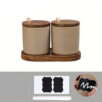 Conjunto De Potes De Cerâmica Com Marcador E Etiqueta Conjunto De Potes De Cerâmica Com Marcador E Etiqueta LightHousi 2 Peças 