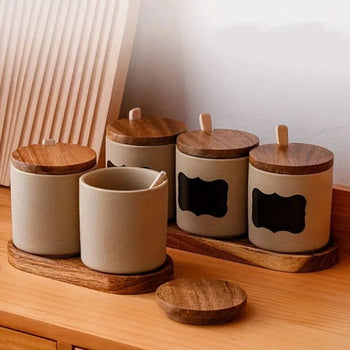 Conjunto De Potes De Cerâmica Com Marcador E Etiqueta Conjunto De Potes De Cerâmica Com Marcador E Etiqueta LightHousi 