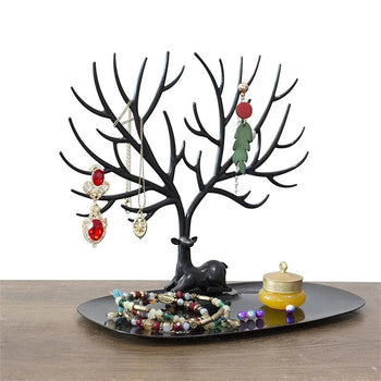 Creative Antlers Jewelry Display Stand Earrings Necklace Hanging Racks Pendant Bracelet Ring Organizer Holder Make Up Tray Design & Casa black 