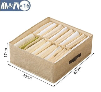 Double Row Clothes Storage Box Closet Organizer For Underwear Shirts Pants Organizer Drawer Storage Box Cabinet Drawer Organizer Design & Casa beige 16 grids 