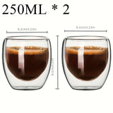 Double Wall Glass Cup Heat Insulation Transparent Handmade Tea Drink Cups MINI Whisky glasses Espresso Coffee Mug Design & Casa 2 pcs 250ml 80-450ml 