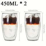 Double Wall Glass Cup Heat Insulation Transparent Handmade Tea Drink Cups MINI Whisky glasses Espresso Coffee Mug Design & Casa 2 pcs 450ml 80-450ml 