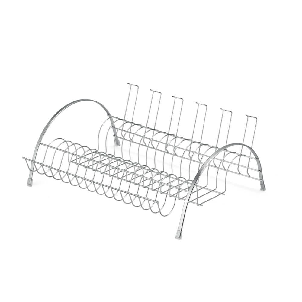 Escorredor de Louça Com Porta Talheres e Copos Cromo Escorredor de Louça Com Porta Talheres e Copos Cromo Design & Casa 