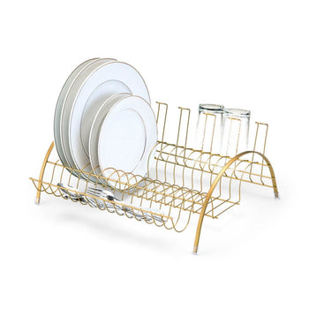 Escorredor de Louça Com Porta Talheres e Copos Dourado Escorredor de Louça Com Porta Talheres e Copos Dourado Design & Casa Dourado 