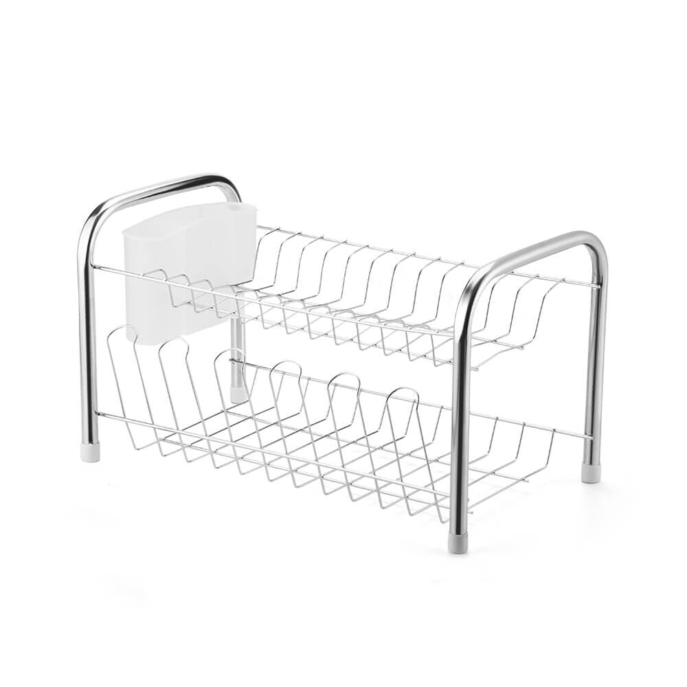 Escorredor de Louça Duplo Com Porta Talheres E Porta Copo Escorredor de Louça Duplo Com Porta Talheres E Porta Copo Design & Casa 