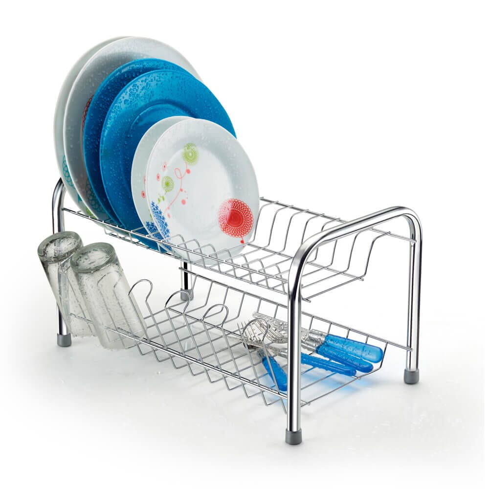 Escorredor de Louças Duplo Com Porta Copos Cromado Escorredor de Louças Duplo Com Porta Copos Cromado Design & Casa 