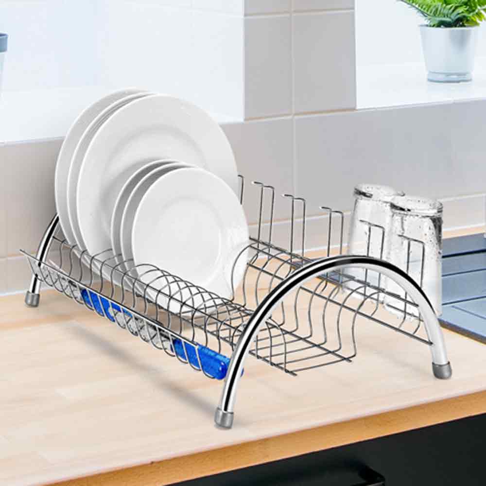 Escorredor de Pratos Com Porta Talheres e Porta Copos Cromado Escorredor de Pratos Com Porta Talheres e Copos Cromado Design & Casa Cromado 