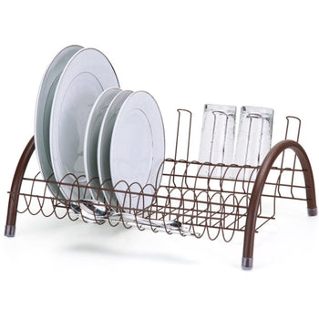 Escorredor de Pratos Com Porta Talheres e Porta Copos Marrom Escorredor de Pratos Com Porta Talheres e Copos Marrom Design & Casa 