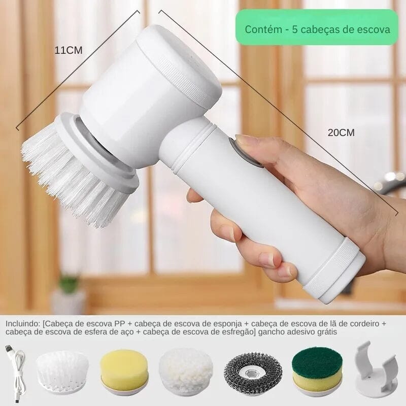 Escova de Limpeza Elétrica Multifuncional Sem Fio Escova de Limpeza Elétrica Multifuncional Sem Fio Design & Casa Escova de Limpeza Elétrica Branco 