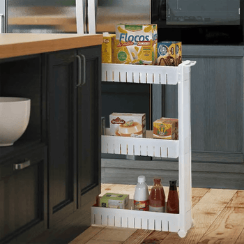 Estante Multiuso com Rodízios 3 Andares Coleção Cozinha- Estante Multiuso com Rodízios 3 Andares Design & Casa 