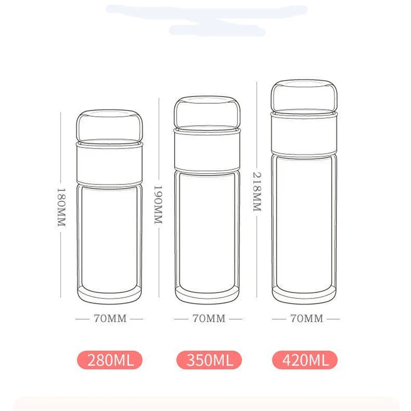 Garrafa De Vidro Borosilicato Com Filtro E Infusor Garrafa De Vidro Borosilicato Com Filtro E Infusor LightHousi 