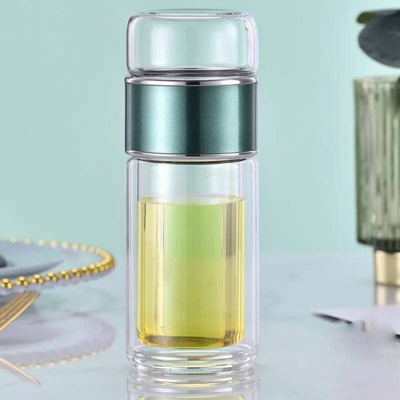 Garrafa De Vidro Borosilicato Com Filtro E Infusor Garrafa De Vidro Borosilicato Com Filtro E Infusor LightHousi Verde 280ml 