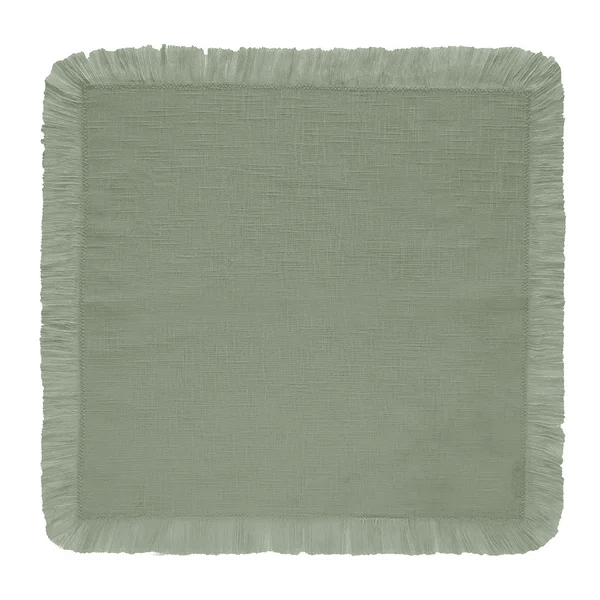 Guardanapo Tecido Verde Sálvia com Franjas Coleção Mesa Posta- Guardanapo Tecido Verde Sálvia com Franjas Design & Casa 
