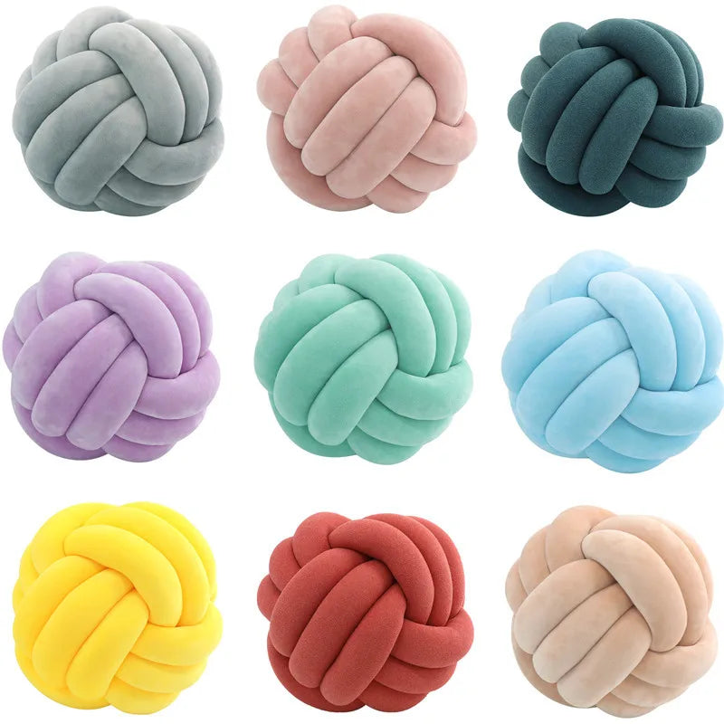 Inyahome Soft Knot Ball Pillows Round Throw Pillow Cushion Kids Home Decoration Plush Pillow Throw Knotted Pillow Handmade Design & Casa 