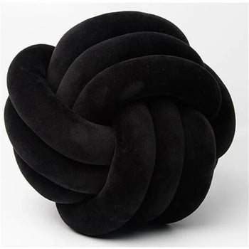 Inyahome Soft Knot Ball Pillows Round Throw Pillow Cushion Kids Home Decoration Plush Pillow Throw Knotted Pillow Handmade Design & Casa Knot black 28cm 