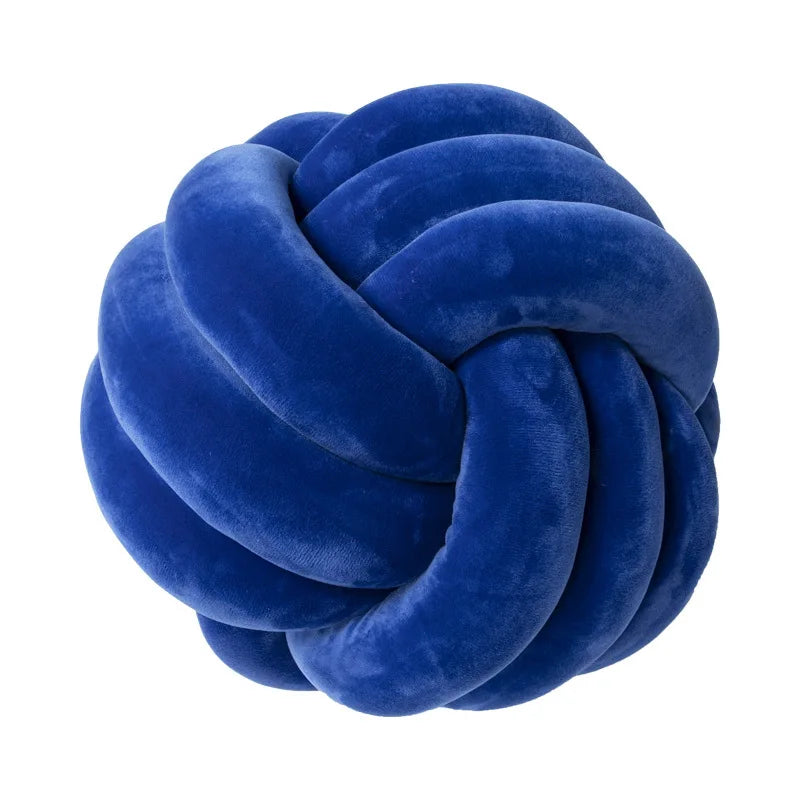 Inyahome Soft Knot Ball Pillows Round Throw Pillow Cushion Kids Home Decoration Plush Pillow Throw Knotted Pillow Handmade Design & Casa Knot klein blue 28cm 