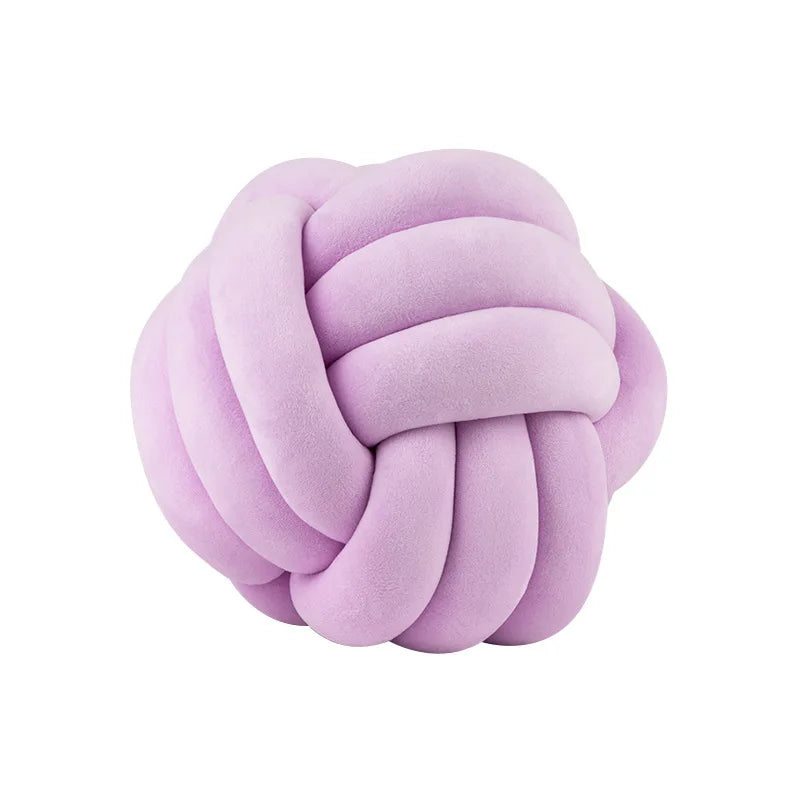 Inyahome Soft Knot Ball Pillows Round Throw Pillow Cushion Kids Home Decoration Plush Pillow Throw Knotted Pillow Handmade Design & Casa Knot lilac 28cm 