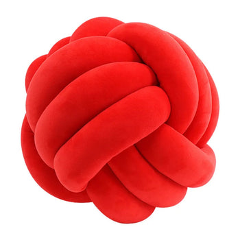 Inyahome Soft Knot Ball Pillows Round Throw Pillow Cushion Kids Home Decoration Plush Pillow Throw Knotted Pillow Handmade Design & Casa Knot red 28cm 