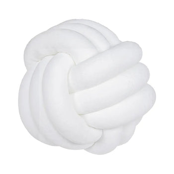 Inyahome Soft Knot Ball Pillows Round Throw Pillow Cushion Kids Home Decoration Plush Pillow Throw Knotted Pillow Handmade Design & Casa Knot white 28cm 