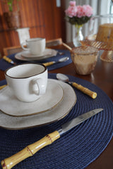 Jogo Americano Impermeável Redondo Azul Marinho Coleção Mesa Posta- Jogo Americano Redondo Azul Marinho Design & Casa 