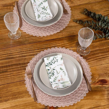 Jogo Americano Impermeável Rosé com Acabamento Escamado Coleção Mesa Posta- Jogo Americano Impermeável Rosé com Acabamento Escamado Design & Casa 