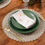 Jogo Americano Redondo Areia com Acabamento Escamado Coleção Mesa posta- Jogo Americano Redondo Areia com Acabamento Escamado Design & Casa 