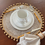 Jogo Americano Redondo Estilo Boho Chic Coleção Mesa Posta - Jogo Americano Redondo Estilo Boho Chic Design & Casa 