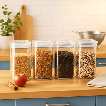 Kit 2 Potes Hermético Quadrado Tripla Vedação 1,4 L Coleção Potes Herméticos- Hermético Quadrado Tripla Vedação 1,4 L Design & Casa 