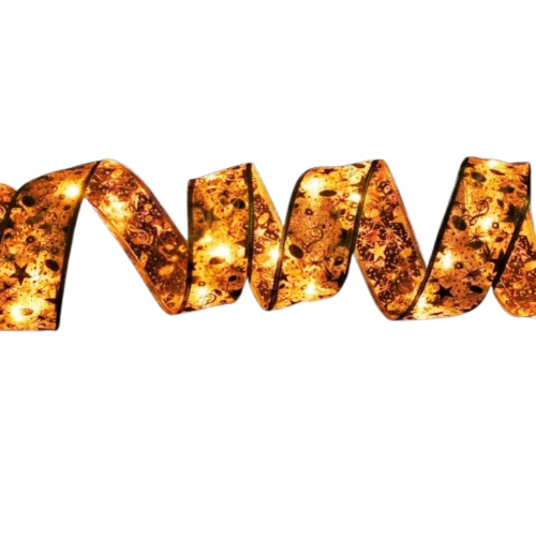 Kit 2x Natal Aramada com LED Dourada Fita de Natal Aramada com LED - Coleção Natal Design & Casa 