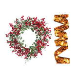 Kit 2x Natal Aramada com LED Dourada Fita de Natal Aramada com LED - Coleção Natal Design & Casa Fita de Natal Aramada + Guirlanda para Porta 