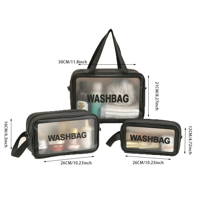 Kit 3 Organizadores para Cosméticos À Prova D'água Visor Transparente Coleção Organizadores para Viagem- Kit 3 Organizadores para Cosméticos À Prova D'água Visor Transparente Design & Casa 