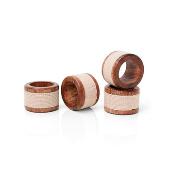 Kit 4 Anéis de Guardanapo em Madeira com Acabamento Artesanal em Corda Coleção Mesa Posta> Anéis para Guardanapo- Kit 4 Anéis de Guardanapo em Madeira com Acabamento Artesanal em Corda Design & Casa 