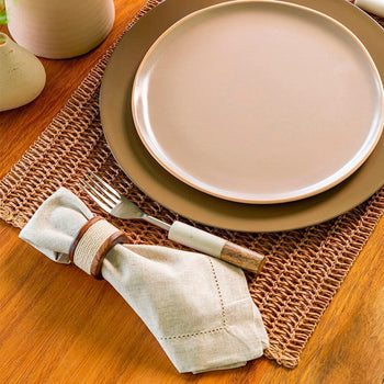 Kit 4 Anéis de Guardanapo em Madeira com Acabamento Artesanal em Corda Coleção Mesa Posta> Anéis para Guardanapo- Kit 4 Anéis de Guardanapo em Madeira com Acabamento Artesanal em Corda Design & Casa 