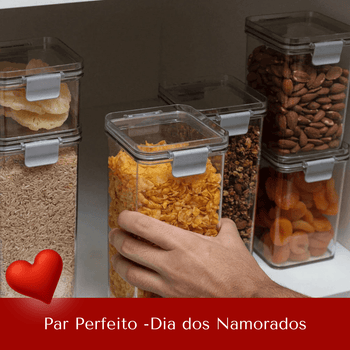 Kit 4 Potes Herméticos Multi com Trava Elegante | Leve 4, Pague 3 | Dia dos Namorados Coleção Pote Hermético- Kit 4 Potes Herméticos Multi com Trava Elegante | Leve 4, Pague 3 Design & Casa 