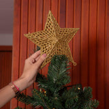 Kit Árvore de Natal - 2 Fitas de Led + 6 Pendentes Para Árvore + Estrela Topo Árvore Estrela Decorativa Dourada - Enfeite de Natal Brilhante Design & Casa 