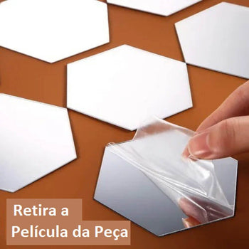 Kit com 10 Espelhos Decorativos 12x10cm com Fixação Adesiva Kit com 10 Espelhos Decorativos 12x10cm com Fixação Adesiva Design & Casa 